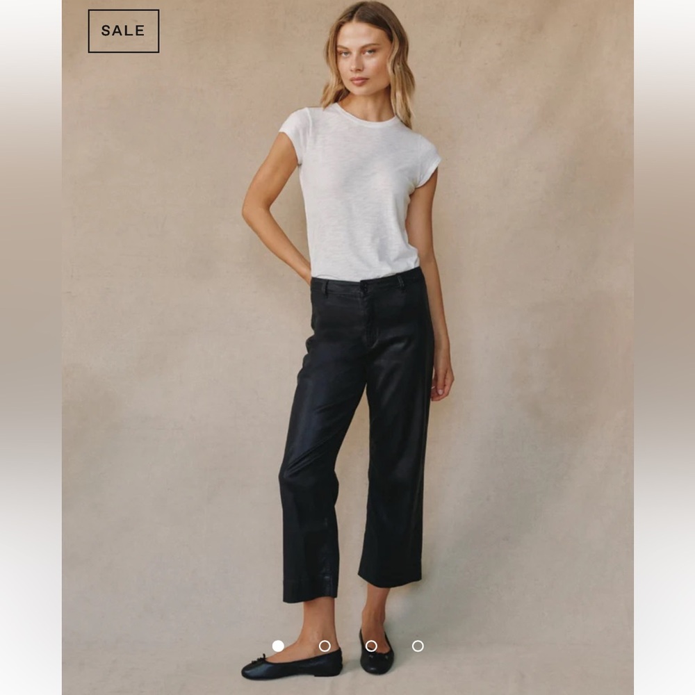 Bella Dahl Faux Leather Saige Wide Leg Crop - Black